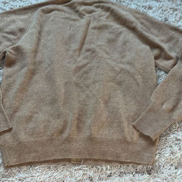 LORD & TAYLOR Cardigan Lambs Wool Brown/Cream Sweater Top Size L - Picture 9 of 12